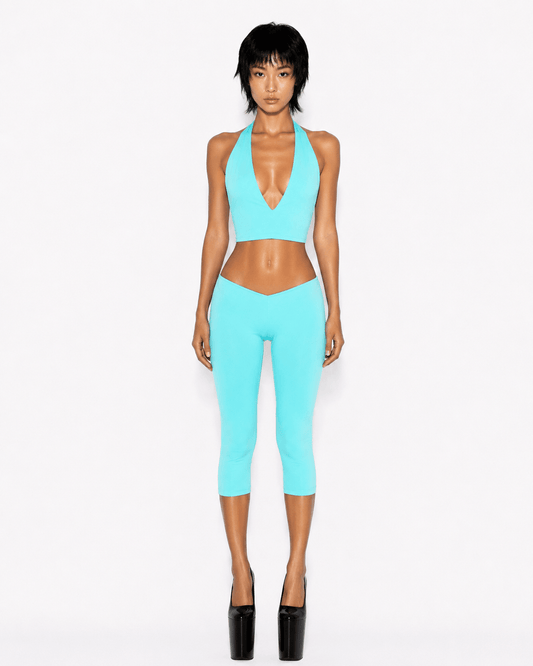 AQUAMARINE CROP HALTER TOP - SWEET TALK