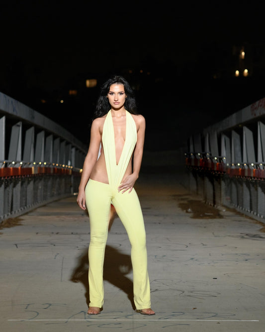 PALE YELLOW V JUMPSUIT - SWEET TALK