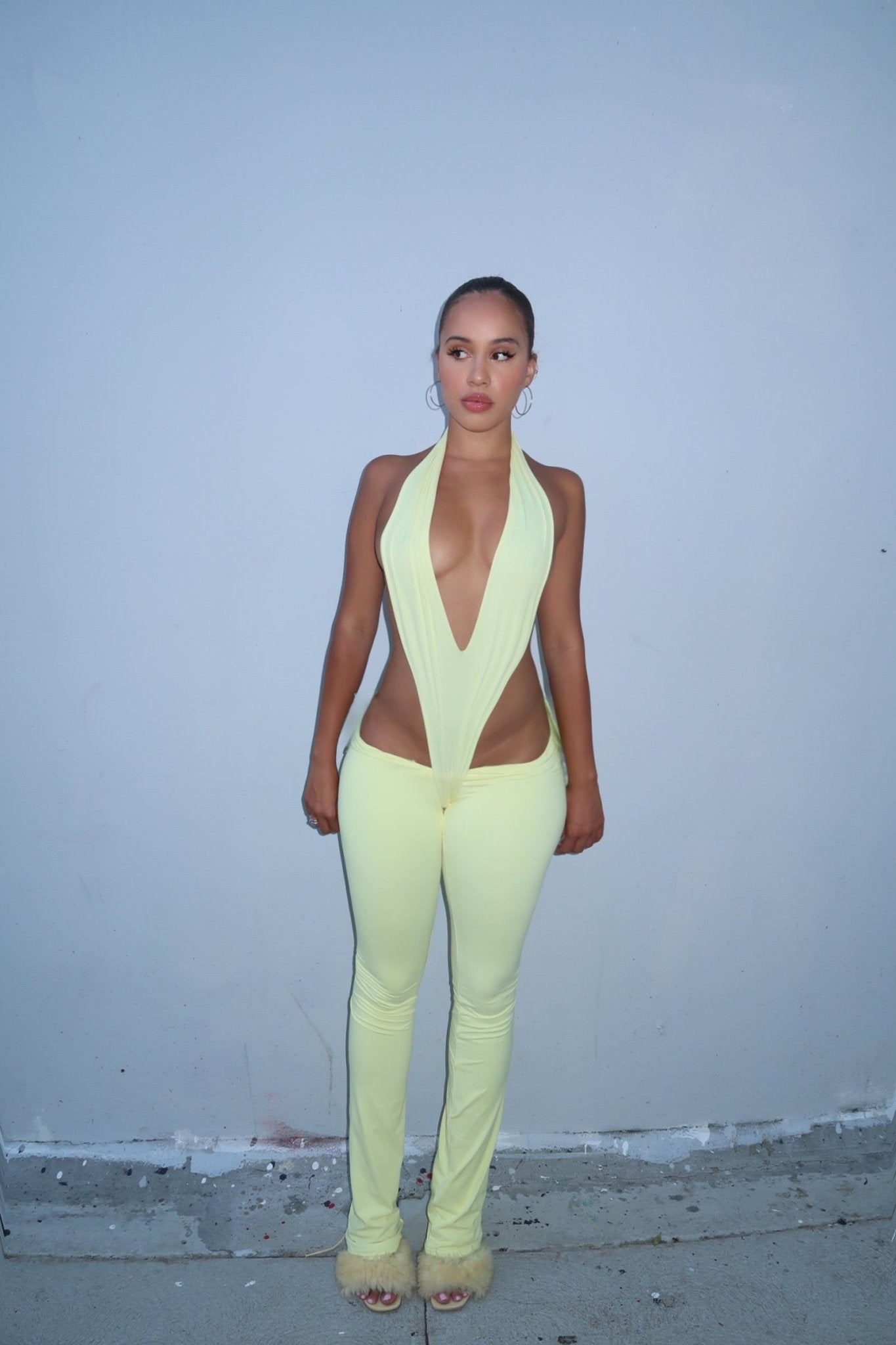 PALE YELLOW V JUMPSUIT - SWEET TALK