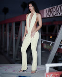 PALE YELLOW V JUMPSUIT