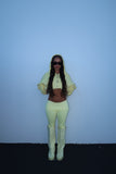 CROPPED YELLOW DOUBLE BLANK HOODIE