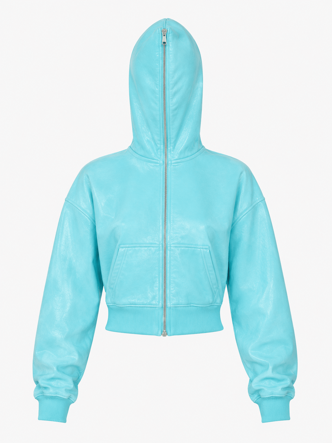 AQUAMARINE CROPPED FULL ZIP HOODIE - SWEET TALK