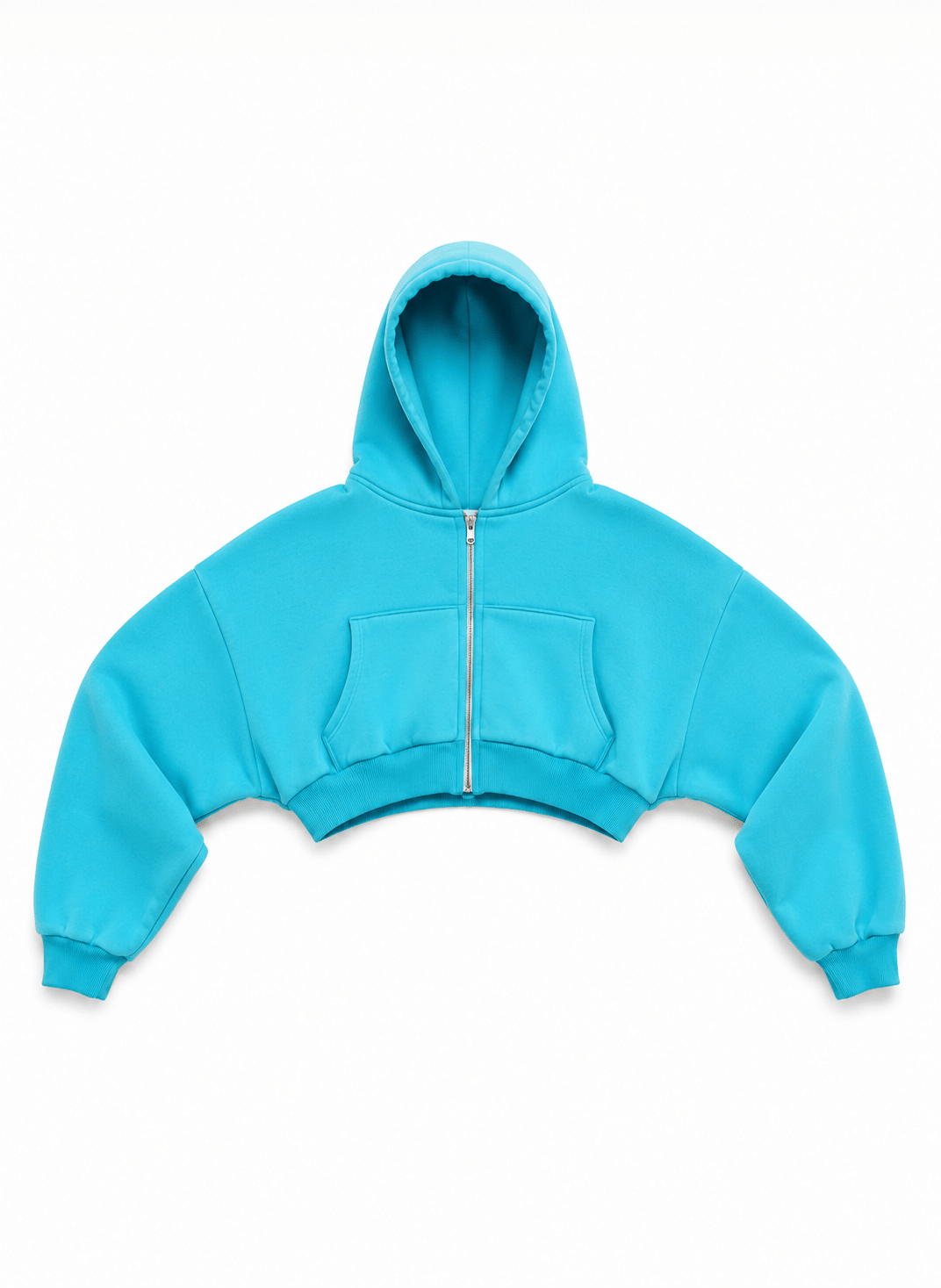 AQUAMARINE DOUBLE BLANK CROPPED HOODIE - SWEET TALK