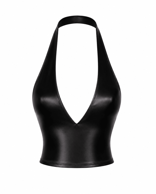 BLACK SAKURA CROP HALTER TOP - SWEET TALK