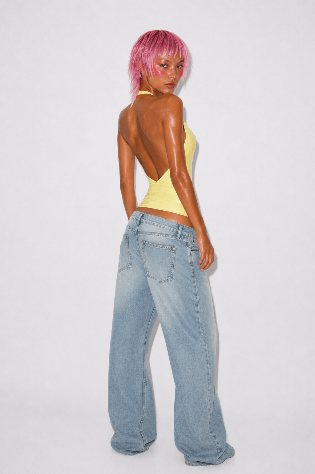 BUTTER YELLOW LATEX HALTER TOP - SWEET TALK