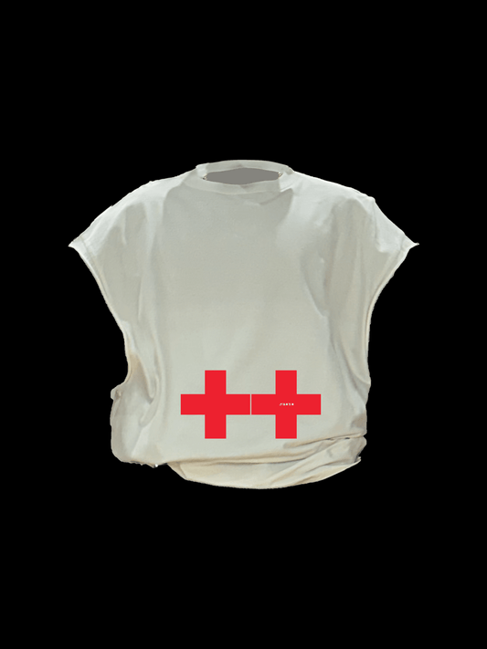 DOUBLE CROSS CUT OFF TEE - SWEET TALK