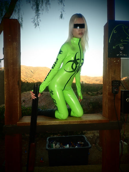 LIME BIOHAZARD LONG JUMPSUIT