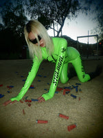 LIME BIOHAZARD LONG JUMPSUIT